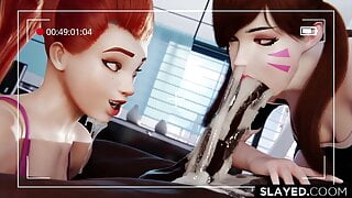 Brigitte And D.Va Know How To Handle A Big Cock